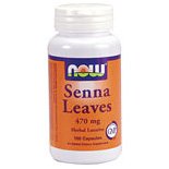 Senna Leaves 470mg 100 Caps, NOW Foods