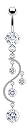 Vine Design Dangle Belly Button Ring - Clear