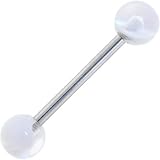 Clear MARBLE Tongue Ring