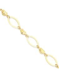 14k Yellow Gold Heart & Oval Lobster Bracelet 7.25"