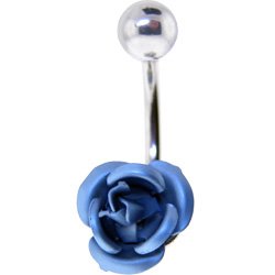 SINGLE Ice Blue ROSE Belly Button Ring