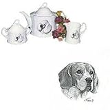 Beagle Tea Set, Porcelain by Rosalinde