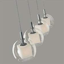ET2 Lighting E20056-10 Linear 4LT Pendant - Satin Nickel Nucleus mini pendants by ET2 Lighting