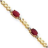 14k Ruby and Diamond Bracelet - 7 Inch - 6mm - Lobster Claw