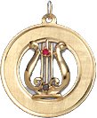 Harp in Open Oval Disc, 14K Gold Charm