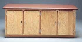Table with Natural Wood Cabinet - Space Blue