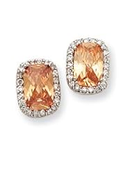 Sterling Silver Champagne CZ Earrings QE2952"