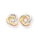 14k Tri-color 3 Circle Post Earrings - Measures 10x10mm