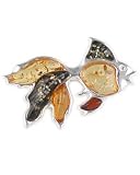 Multi Colored Inlay Amber Goldfish Brooch