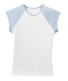 NEW District Threads - Ladies Cap Sleeve Raglan Tee White/Baby Blu-L