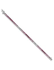10k White Gold Variegated Created Ruby Red Cubic Zirconia Box Catch Bracelet