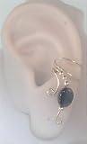 Sterling Silver Right Only Blue Kyanite Oval Bead Wave Ear Cuff Wrap