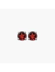 3.09 Cts Garnet Texas Star Stud Earrings in 14K White Gold