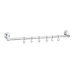 Wenko 7434100 Reling mit 6 Haken Super-Loc - Befestigen ohne Bohren, Chrom, 57 x 3.5 x 5.5 cm