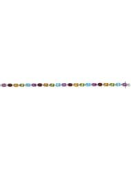 Silver 7.5" Rhodium Finish Multi Color Fancy Semi-Precious Bracelet