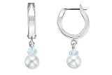 Blue Topaz and Cultured Pearl 14K White Gold Earrings