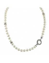 Sterling silver oxidized 7-7.5mm freshwater cultured pearl necklace, 18"