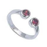 .925 Sterling Silver Toe Ring With Garnet Cubic Zirconias