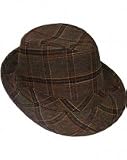 Outer Rebel Fashion Fedora Hat- Brown Plaid Felt