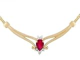 14K Yellow Gold Genuine Pear Ruby and Diamond Pendant