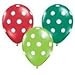 12 Red and Green Holiday Polka Dot Balloons - Made in USA
