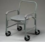Commode - This rolling commode has a 300 pounds Capacity. Deluxe Commode with 5 Solid Stem Casters.Arm rest for added comfort. Snap on toilet seat and toilet paper holder, Fits over a standard toilet by removing the pail.