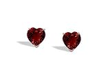 14K White Gold Genuine Heart Garnet Stud Earrings