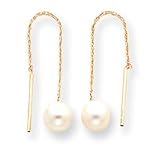 14k 6mm Pearl Threader Earrings - SE1534