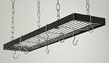 Rogar Hammered Steel and Chrome Rectangular Pot Rack 35-in.