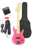 Barcelona Kid Series Electric Guitar with 5-Watt Amp, Gig Bag, Strap, Cable, Strings, Picks, and Wrench - Metallic Pink