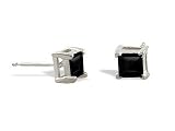 14K White Gold Genuine Square Black Onyx Stud Earrings