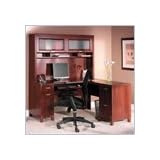 Bush Furniture Tuxedo L Desk Home Office Set with Hutch in Hansen Cherry Finish