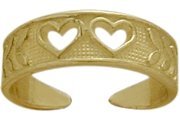 10 Karat Yellow Gold Double Heart Toe Ring