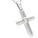 Nine Carat White Gold and Diamond Cross Pendant and Necklace