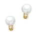 14K Yellow Gold Teen Small Pearl and Diamond Stud Earrings (Pair)