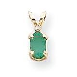 14k Diamond and Emerald Birthstone Pendant