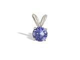 14K White Gold Genuine Round Tanzanite Pendant
