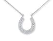 14k White Diamond-Cut Horse Shoe Necklace - 17 Inch