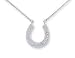 14k White Diamond-Cut Horse Shoe Necklace - 17 Inch