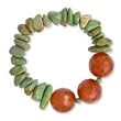 Faceted Carnelian & Turquoise Chip Stretch Bracelet