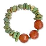 Faceted Carnelian & Turquoise Chip Stretch Bracelet