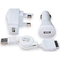 3 in 1 iPod / iPhone Mains, Car and USB Charger Power kit for Apple all Generations iPod Nano 1G 2G 3G 4G New 2008 Nano, Mini, Photo, Video, Classic 80Gb 120GB 160GB, iPod Touch 1G 2G New 2008 Touch, iPhone 1G 3G Iphone 4 by Imperial Tech - White