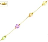 14k 6 mm Round Purple Peach Cream and Green Crystal Necklace - Choice 16-inch