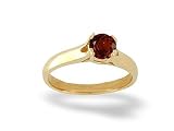 14K Yellow Gold Genuine Round Garnet Solitaire Ring