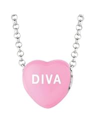 Sweethearts Enamel "Diva" Heart on 16" Necklace Pendant with Gift Box