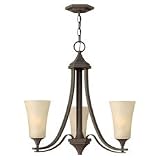 Hinkley 4633OZ, Brantley Glass 1 Tier Chandelier Lighting, 3 Light, 300 Watts, Oil Rubbed Bronze