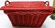 Oblong Willow Tub with Lid - Red