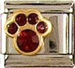 Clearly Charming January Garnet Paw Print Birthstone Cat Dog Bear Animal Theme Italian Charm
