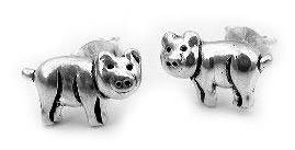 Pig Sterling Silver PIGGY Post Stud Earrings Happy Pigs