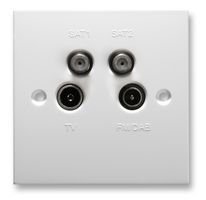 Quadplexed Screened Wall Outlet Plate - This plate has 2 Inputs & 4 Outputs - Please see product features below for further details